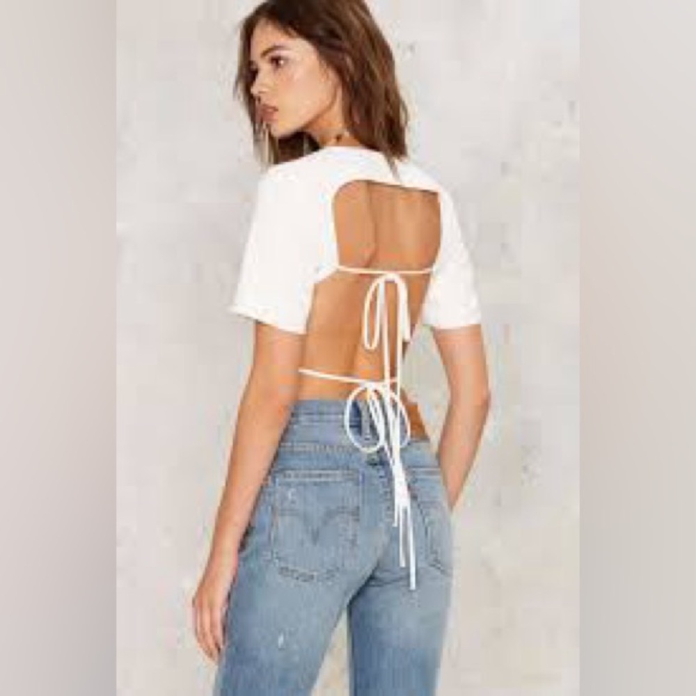 Open Back Cutout White Top with back straps
